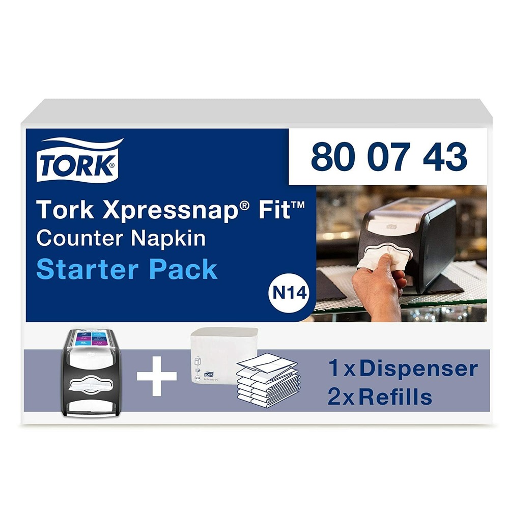 Tork - 800743 Xpressnap Fit Tabletop Napkin Dispenser Starter Pack – N14 Disp...
